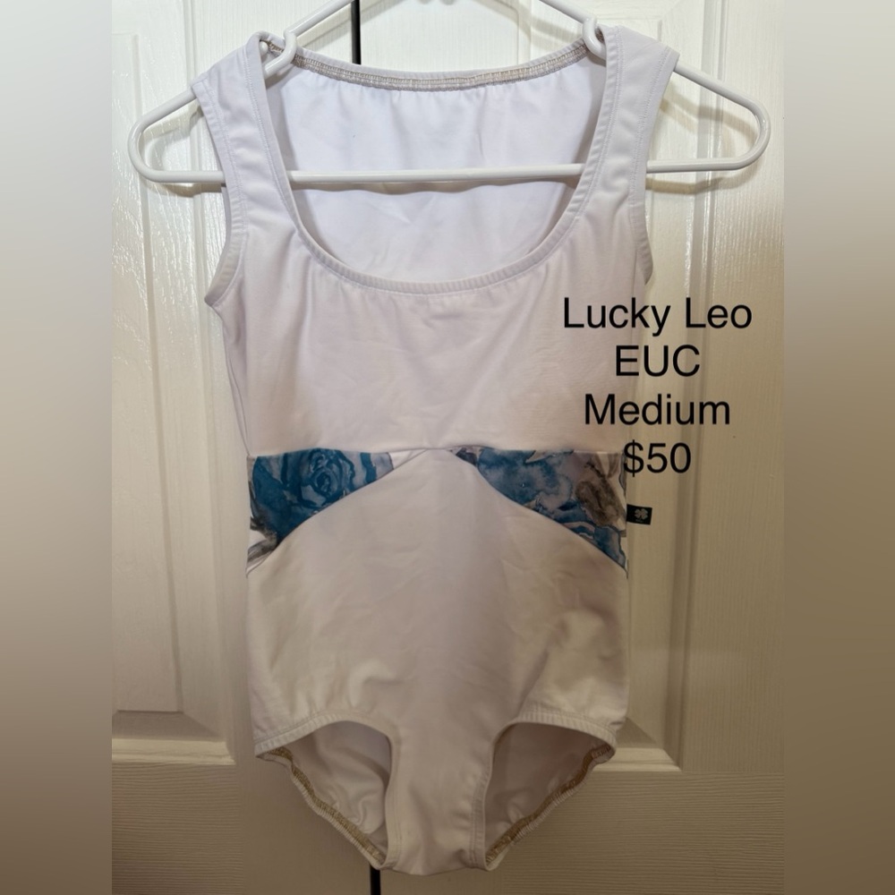 Lucky Leo White and Blue Leotard
